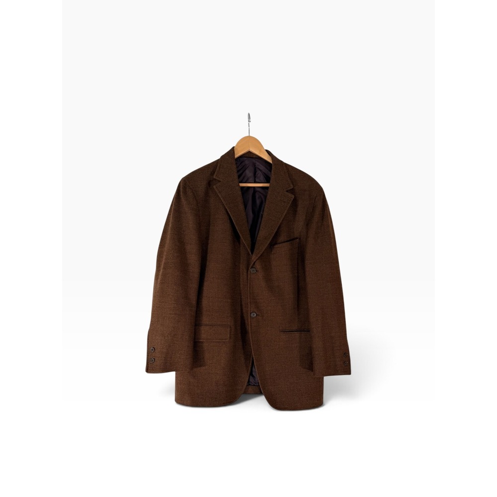 Brooks Brothers Mens Brown Textured Wool Two Button Blazer Sport Coat Classic
